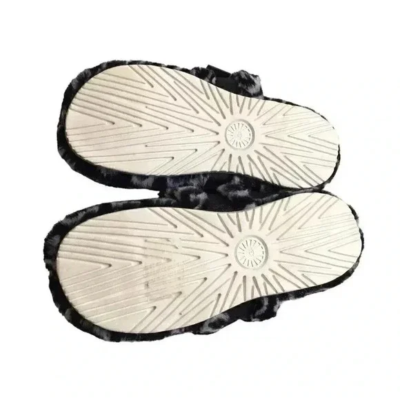 UGG 1118150 Men 12 Soft Fluff It Pop Slides Slip On Casual Slippers Black NEW